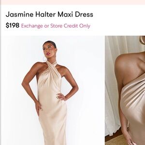 Show Me Your MuMu Jasmine Halter Maxi Dress - Champagne Lux Satin